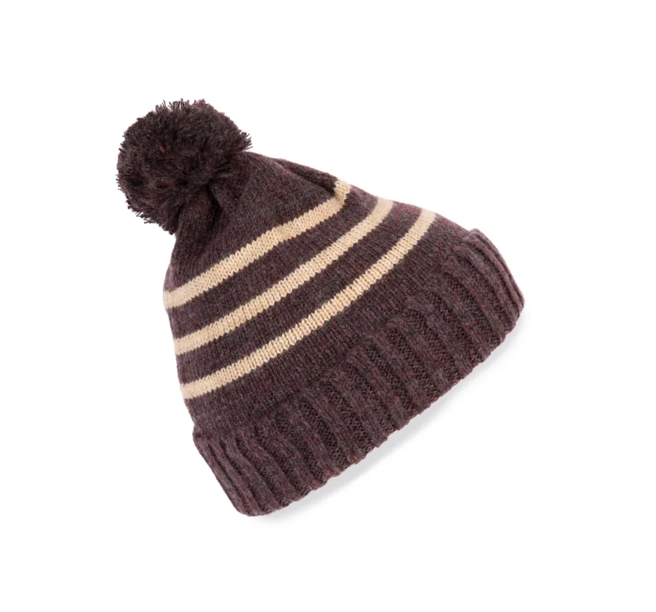 Gestreifte Strickmütze mit recyceltem Garn