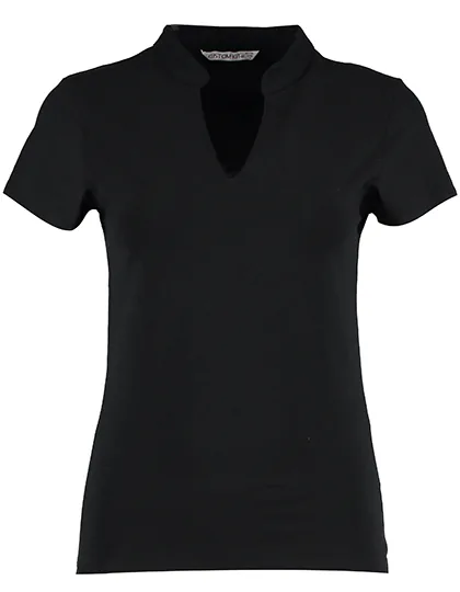 Corporate Top V Neck Mandarin Collar