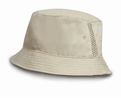 Deluxe Washed Cotton Bucket Hat with Side Mesh Panels