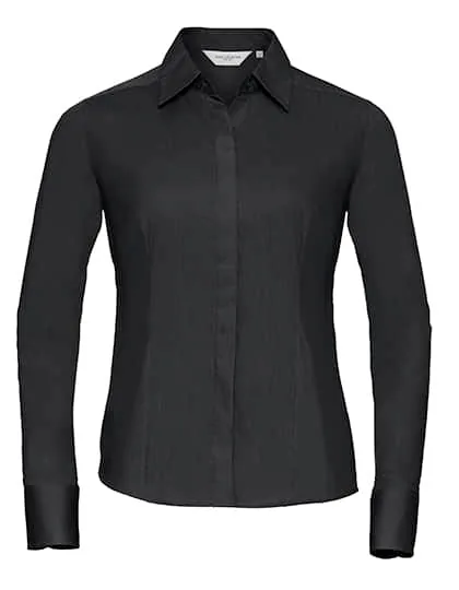 Ladies` Long Sleeve Polycotton Fitted Poplin Shirt