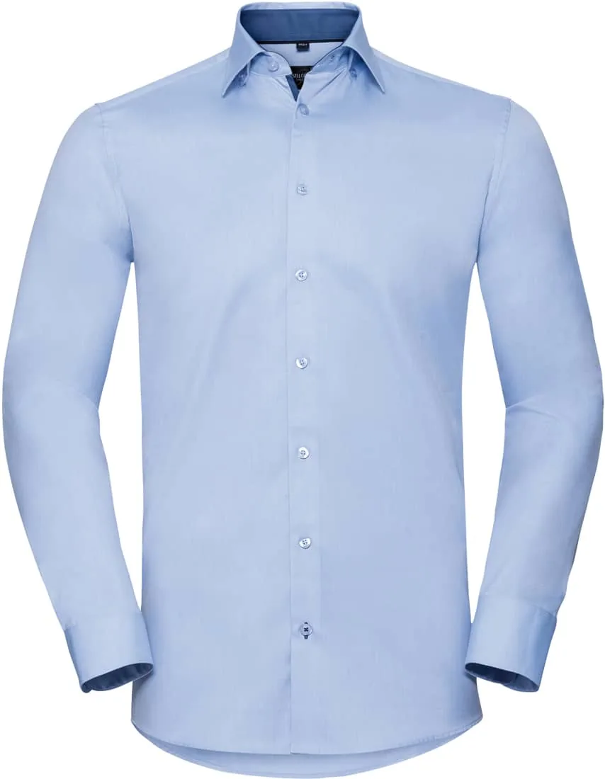 Men`s Long Sleeve Tailored Contrast Herringbone Shirt