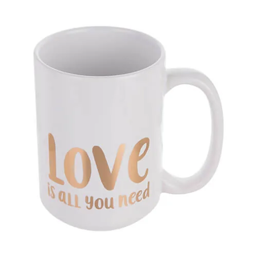 Becher 450 ml, goldfarbener Schriftzug, Love is all you need