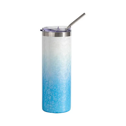 Becher, 600 ml, 3D Puff Cloud, Weiß-Hellblau