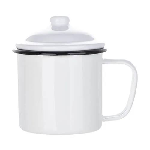 Metall-Becher, Emailliert, mit Deckel, 700 ml