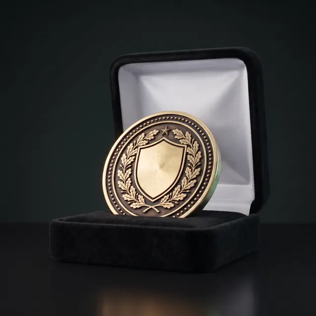 Coin in schwarzer Samt-Präsentationsbox